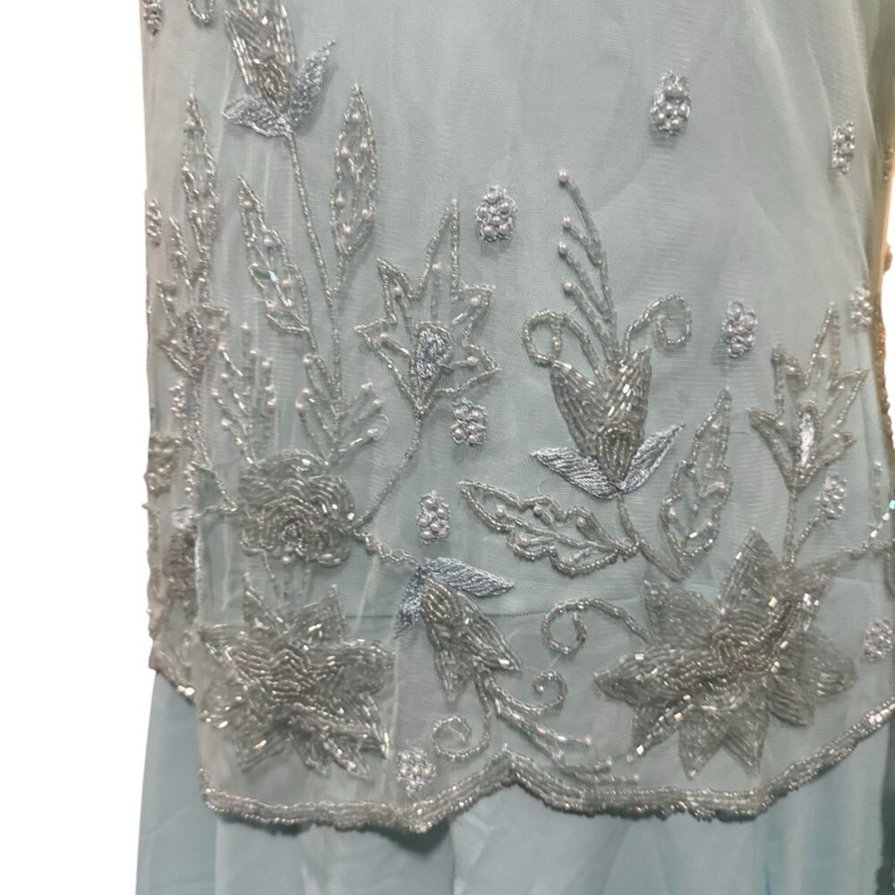 Vtg Scala Baby Blue Beaded Gown Cinderella Fairy Regencycore Formal Dress Modest - Picture 9 of 9